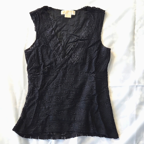 Michael Kors Lace Sheer Deep V-Neck Sleeveless Top - Picture 1 of 8
